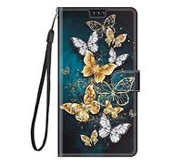 Guxira Funda protectora de piel para Samsung Galaxy A36 5G, funda de silicona tipo libro cartera flip case con antigolpes magnética ranura tarjetas para niñas mujeres - Mariposa