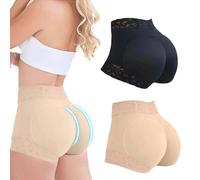 GuYaNa 2 uds. De Encaje clásico para Uso Diario, Moldeador de Cuerpo, Bragas levantadoras de glúteos, Bragas suavizantes, Bragas de Levantamiento de glúteos para Mujer (XL,Black+Beige)