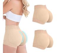 GuYaNa 2 uds. De Encaje clásico para Uso Diario, Moldeador de Cuerpo, Bragas levantadoras de glúteos, Bragas suavizantes, Bragas de Levantamiento de glúteos para Mujer (M,Beige*2)