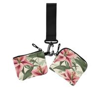 Guyana Regia Lily Red - Carteras para mujer, tarjeteros, delgada, desmontable, con cremallera, monedero con llavero para mujer, 2 paquetes, Guyana regia lirio rojo, 1 size, Casual