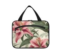 Guyana Regia Lily Red Hanging Travel Toiletry Bag Men with Hook, Designer Washable Cosmetic Bag for Travel Essentials for Women Work Bolso de maquillaje para Mujer L