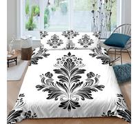 GUYDZOOM Black and White Baroque Funda Edredon Juego de 3 Piezas Diseño 3D Black and Blanco Baroque Funda de Edredón Incluye Funda de Almohada Suave Lavables for Adolescentes Super King（260x220cm）