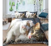 GUYDZOOM Soft Cuddle Scene Funda Edredon 3 Piezas Compuesto Impresión 3D Cierre de Soft Cuddle Escena Funda de Edredón Funda de Almohada a Juego Lavables Transpirable for niña Super King（260x220cm）