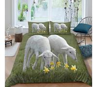 GUYDZOOM Spring Pastoral Scene Funda Edredon Microfibra 3 Piezas Compuesto Impresión 3D Cierre de Spring Pastoral Escena Funda de Edredón Fundas de Almohada Antibacteriana for niña King（220x240cm）