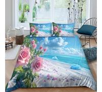 GUYDZOOM Tropical Paradise Style Funda Edredon 3 Piezas Compuesto Impresión 3D Cierre de Tropical Paradise Estilo Funda de Edredón Funda de Almohada a Juego Transpirable for Adultos King（220x240cm）