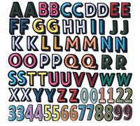 GUYI Gygyl 72 Piezas De Parches para Planchar con Letras Y Números Coloridos Parches con Letras del Alfabeto Parche Bordado AZ Números 0-9. Apliques para Ropa Vestido Sombrero Calcetines Vaqueros A