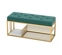 Guyifuny Banco de Entrada de Terciopelo, Organizador de Zapatos de 3 Niveles, Organizador de Almacenamiento para Entrada, Pasillo, Sala de Estar, al pie de la Cama, Verde, 80 x 30 x 45 cm