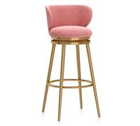 Guyifuny Juego de 1 Taburete de Bar de Terciopelo for Cocina, Altura giratoria, Respaldo Acolchado y Base de Metal(Pink,65cm(25.6in))