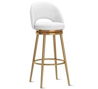 Guyifuny Juego de 1 Taburete de Bar Giratorio de 360°, con Asiento tapizado, Estructura de Metal y reposapiés, Ideal para Cocina, Comedor, Bar, Patas Blancas, 75 cm.
