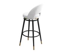 Guyifuny Juego de 1 Taburete de Bar Giratorio de Terciopelo con Respaldo Alto y reposapiés tapizado, Estructura de Metal, para Isla de Cocina, Comedor, cafetería y Pub. Color Blanco, 75 cm y Patas ne