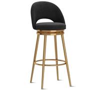 Guyifuny Juego de 1 Taburete de Bar, taburetes Altos de mostrador, Silla Alta giratoria de 360° de Estilo Moderno de Mediados de Siglo para Cocina, hogar, Bar, Comedor, Negro, 75 cm, Patas Doradas