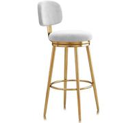 Guyifuny Juego de 1 taburetes de Bar Modernos con Giro de 360°, Estructura de Metal for Isla de Cocina y mostrador, Asientos tapizados de Terciopelo con Respaldo(White Gold Frame,75cm)