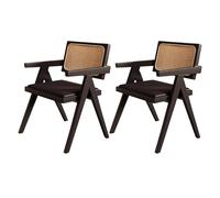 Guyifuny Juego de 2 sillas tapizadas para Comedor y Cocina, Estilo Moderno de Mediados de Siglo, de Cuero sintético y Patas de Madera Natural, Color Negro.