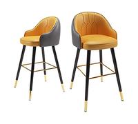 Guyifuny Juego de 2 taburetes Altos de Bar, taburetes de mostrador, sillas de Bar de Ocio, tapizados en Piel sintética con Respaldo cómodo, Altura de 65 cm para Pub, Isla, café