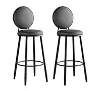Guyifuny Juego de 2 taburetes Altos de Bar y sillas de Isla de Piel sintética con Respaldo tapizado, Altura para Isla, Color Gris, Altura del Asiento: 75 cm.