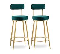 Guyifuny Juego de 2 taburetes Altos para mostrador de Cocina, taburetes de Bar de Terciopelo con Patas de Metal Dorado y reposapiés para Isla de Cocina/Bar de casa, Verde