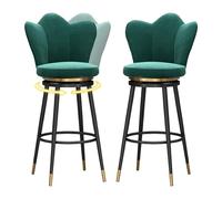 Guyifuny Juego de 2 taburetes de Bar de Altura de mostrador, taburetes de Bar tapizados giratorios de 360° con Respaldo y reposapiés de Metal, sillas de Bar, taburetes de Cocina, Verde, 75 cm