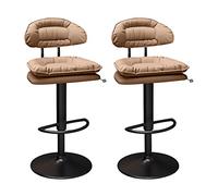 Guyifuny Juego de 2 taburetes de Bar de Cuero sintético, Altura de mostrador, giratorios, Ajustables, sin Brazos, de Metal, para Isla de Cocina, desayunador o Restaurante.