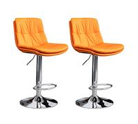 Guyifuny Juego de 2 taburetes de Bar giratorios y Ajustables, taburetes Altos Ajustables en Altura para Cocina, Comedor, mostrador, Color Naranja