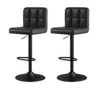 Guyifuny Juego de 2 taburetes de Bar para Cocina, taburetes de mostrador, taburetes de Isla para Desayuno, sillas de Bar de Cuero sintético, giratorios Ajustables con Respaldo y Asiento Cuadrado, par