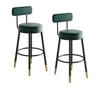 Guyifuny Juego de 2 taburetes de Bar Redondos, sillas de Altura de mostrador con reposapiés, Patas de Metal, Silla de Comedor para Cocina y Desayuno, Verde,