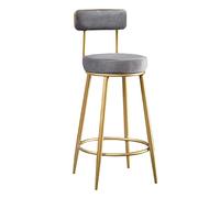 Guyifuny Juego de 2 taburetes de Bar, Silla de Desayuno, Silla de Bar de Terciopelo con reposapiés de Metal Dorado para encimera de Cocina, 25.6'', Gris