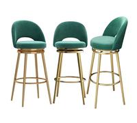 Guyifuny Juego de 3 taburetes de Bar Altos, giratorios y tapizados, con reposapiés de Cocina y Patas de Metal para Isla, mostrador, cafetería y Comedor, 75 cm