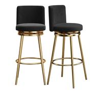 Guyifuny Juego de taburetes de Altura de mostrador (1/2/3/4), Taburete Giratorio 360° con Respaldo Alto y Patas metálicas, Silla Moderna tapizada for Isla de Cocina(Black,2 PCS)