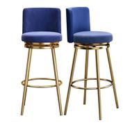 Guyifuny Juego de taburetes de Altura de mostrador (1/2/3/4), Taburete Giratorio 360° con Respaldo Alto y Patas metálicas, Silla Moderna tapizada for Isla de Cocina(Blue,2 PCS)