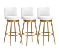 Guyifuny Juego de taburetes de Altura de mostrador (1/2/3/4), Taburete Giratorio 360° con Respaldo Alto y Patas metálicas, Silla Moderna tapizada for Isla de Cocina(White,3PCS)