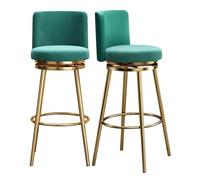 Guyifuny Juego de taburetes de Altura de mostrador (1/2/3/4), Taburete Giratorio 360° con Respaldo Alto y Patas metálicas, Silla Moderna tapizada for Isla de Cocina(Green,2 PCS)