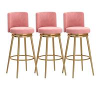 Guyifuny Juego de taburetes de Altura de mostrador (1/2/3/4), Taburete Giratorio 360° con Respaldo Alto y Patas metálicas, Silla Moderna tapizada for Isla de Cocina(Pink,3PCS)