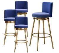 Guyifuny Juego de taburetes de Altura de mostrador (1/2/3/4), Taburete Giratorio 360° con Respaldo Alto y Patas metálicas, Silla Moderna tapizada for Isla de Cocina(Blue,4 PCS)