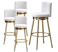 Guyifuny Juego de taburetes de Altura de mostrador (1/2/3/4), Taburete Giratorio 360° con Respaldo Alto y Patas metálicas, Silla Moderna tapizada for Isla de Cocina(White,4 PCS)