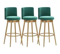 Guyifuny Juego de taburetes de Altura de mostrador (1/2/3/4), Taburete Giratorio 360° con Respaldo Alto y Patas metálicas, Silla Moderna tapizada for Isla de Cocina(Green,3PCS)