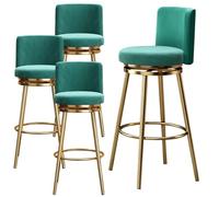 Guyifuny Juego de taburetes de Altura de mostrador (1/2/3/4), Taburete Giratorio 360° con Respaldo Alto y Patas metálicas, Silla Moderna tapizada for Isla de Cocina(Green,4 PCS)