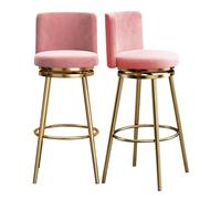 Guyifuny Juego de taburetes de Altura de mostrador (1/2/3/4), Taburete Giratorio 360° con Respaldo Alto y Patas metálicas, Silla Moderna tapizada for Isla de Cocina(Pink,2 PCS)