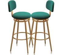 Guyifuny Juego de taburetes de Bar con Altura de mostrador de 1/2/3/4, taburetes tapizados Modernos con Respaldo, sillas Tipo Isla con Patas de Metal for Cocina y hogar(2 PCS Green,29.5in Gold)