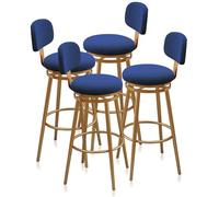 Guyifuny Juego de taburetes de Bar de 1/2/3/4, sillas de Bar Modernas giratorias con Respaldo y Patas de Metal, taburetes tapizados for Isla de Cocina, Comedor(65cm Blue Gold Leg,Set of 4)