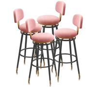 Guyifuny Juego de taburetes de Bar de 1/2/3/4, sillas de Bar Modernas giratorias con Respaldo y Patas de Metal, taburetes tapizados for Isla de Cocina, Comedor(75cm Pink Black Leg,Set of 4)