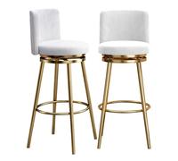 Guyifuny Juego de taburetes de Bar de Altura de mostrador (1/2/3/4 Unidades), Modernos, de Terciopelo, giratorios, for Barra de Cocina, Isla de Comedor o cafetería(White 75cm,2 PCS)