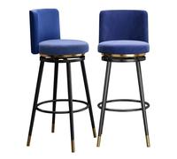 Guyifuny Juego de taburetes de Bar de Terciopelo (1/2/3/4), Modernos taburetes giratorios de Altura de mostrador con Respaldo, Asientos tapizados for Isla de Cocina, Comedor(Blue 75cm,2 PCS)