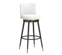 Guyifuny Juego de taburetes de Bar giratorios 360° de 1/2/3/4 Unidades, tapizados con Respaldo, sillas Altas de Metal y Terciopelo for Isla de Cocina o Comedor.(1 PCS White Black,75cm)