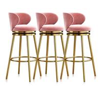 Guyifuny Juego de taburetes de Bar giratorios de 1/2/3/4 Pulgadas, taburetes de Altura de mostrador con Respaldo, Estructura de Metal, Silla tapizada en Terciopelo(3 PCS Pink 65cm,Gold Leg)