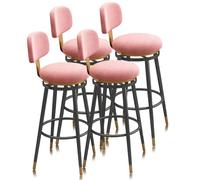 Guyifuny Juego de taburetes de Bar giratorios de 1/2/3/4, sillas de Bar Modernas con Respaldo y Patas de Metal, Silla tapizada for Isla de Cocina, Comedor(Pink Black,4 PCS 65cm)