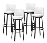 Guyifuny Juego de taburetes de Bar giratorios de 1/2/3/4, taburetes de Altura con Respaldo, Silla de Desayuno tapizada Moderna con Patas de Metal for Isla de Cocina(4 PCS White 75cm,Black)