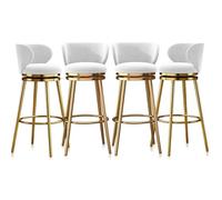Guyifuny Juego de taburetes de Bar giratorios de 360° (1, 2, 3 o 4 Unidades), de Terciopelo, con reposapiés de Metal y Respaldo, Ideal for Cocina y hogar(4 PCS Gold White,65cm)