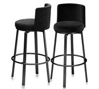 Guyifuny Juego de taburetes de Bar giratorios de 360° de 1/2/3/4, taburetes Terciopelo con Respaldo Curvado, sillas tapizadas for Isla de Cocina, Comedor(2 PCS Black,25.6in Black)