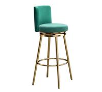 Guyifuny Juego de taburetes giratorios 360° (1/2/3/4 Unidades). Modernos taburetes tapizados en Terciopelo, Ideales for la Isla de la Cocina. Estructura metálica y reposapiés.(Green,1 PCS Gold 75cm)