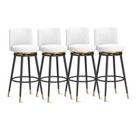 Guyifuny Juego de taburetes giratorios de 1/2/3/4, taburetes de Cocina tapizados en Terciopelo con Respaldo, Modernos de Altura de mostrador for Isla de Cocina(4 PCS White 65cm,Black Leg)
